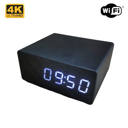 Kamera skrytá ve stolních hodinách s WiFi a nočním snímáním 4K