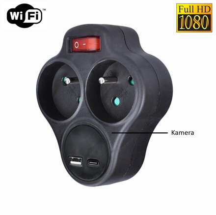 Kamera v rozbočce 230V s USB portem a funkcí WiFi 