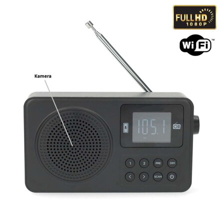WiFi kamera skrytá v FM rádiu s bluetooth